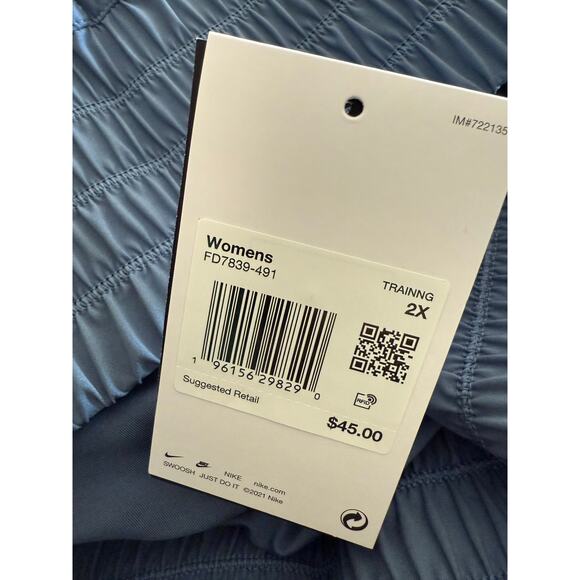 NWT Nike One Dri Fit Diffused Blue Soft Mid Rise Brief Lined Shorts Size 2X - Picture 2 of 2